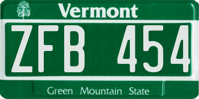 VT license plate ZFB454