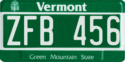 VT license plate ZFB456