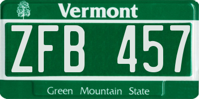 VT license plate ZFB457