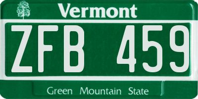 VT license plate ZFB459
