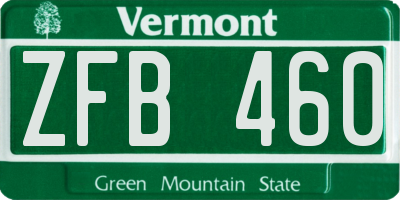 VT license plate ZFB460