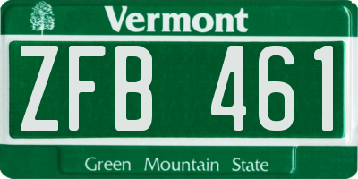 VT license plate ZFB461
