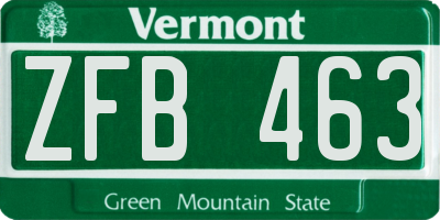 VT license plate ZFB463