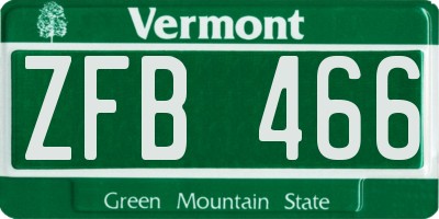 VT license plate ZFB466