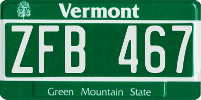 VT license plate ZFB467