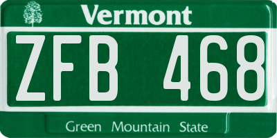 VT license plate ZFB468