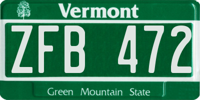 VT license plate ZFB472