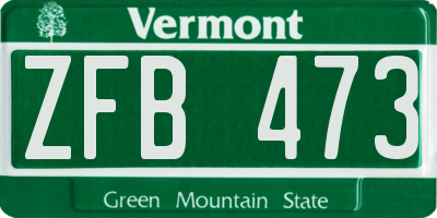 VT license plate ZFB473