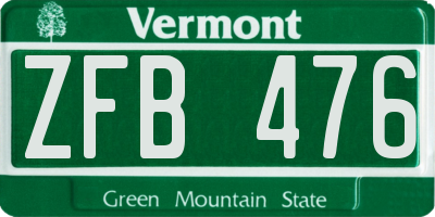 VT license plate ZFB476
