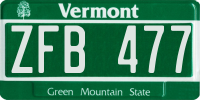 VT license plate ZFB477