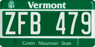 VT license plate ZFB479