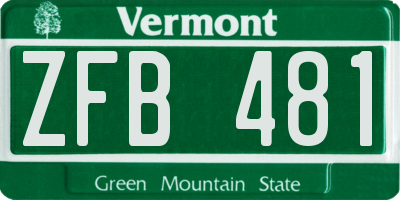 VT license plate ZFB481