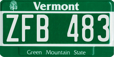 VT license plate ZFB483