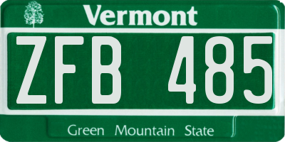VT license plate ZFB485