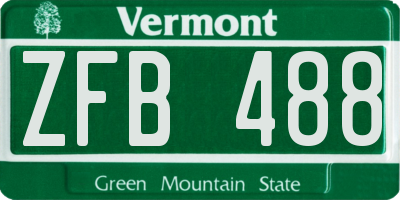 VT license plate ZFB488