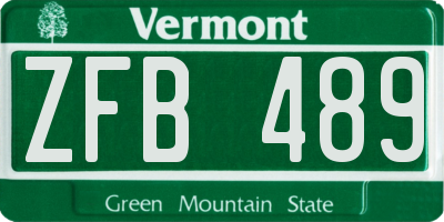 VT license plate ZFB489