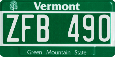 VT license plate ZFB490