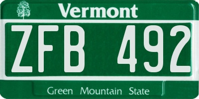 VT license plate ZFB492
