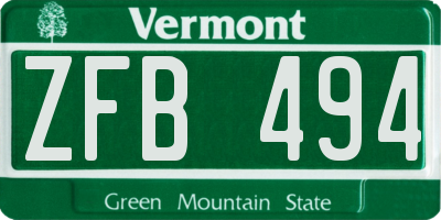 VT license plate ZFB494