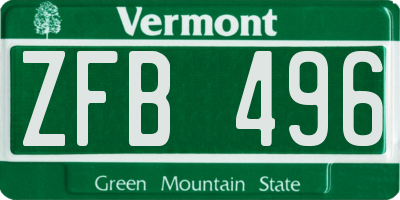 VT license plate ZFB496
