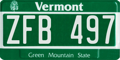 VT license plate ZFB497