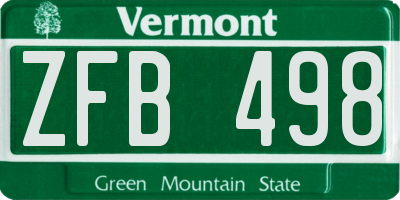VT license plate ZFB498