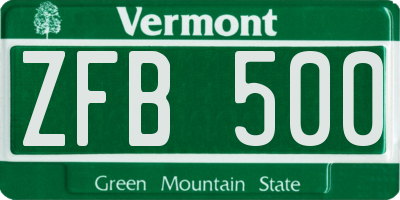 VT license plate ZFB500