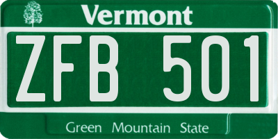 VT license plate ZFB501