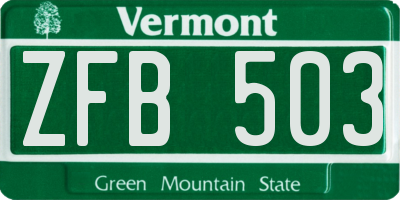 VT license plate ZFB503