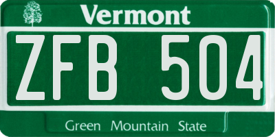VT license plate ZFB504
