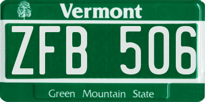 VT license plate ZFB506