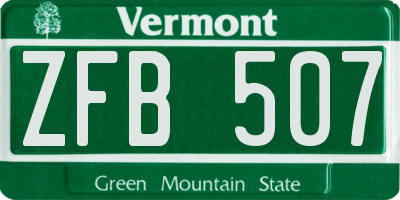 VT license plate ZFB507