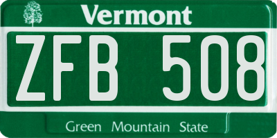VT license plate ZFB508