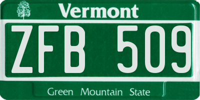 VT license plate ZFB509