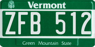 VT license plate ZFB512
