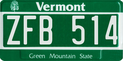VT license plate ZFB514
