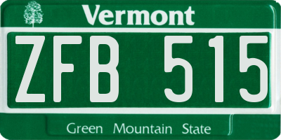 VT license plate ZFB515