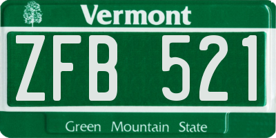 VT license plate ZFB521
