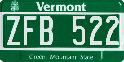 VT license plate ZFB522