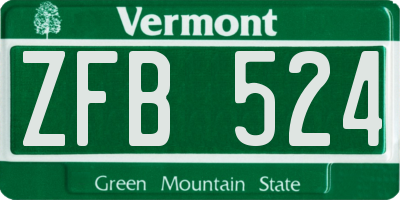 VT license plate ZFB524