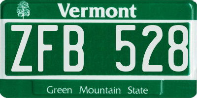 VT license plate ZFB528