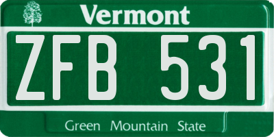 VT license plate ZFB531