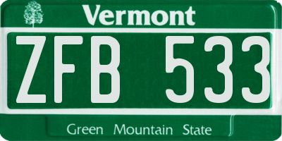 VT license plate ZFB533