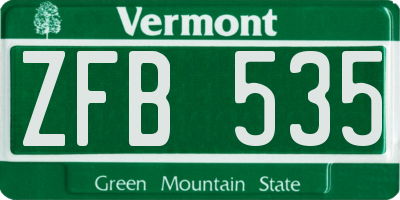 VT license plate ZFB535