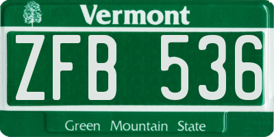 VT license plate ZFB536
