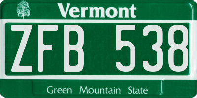 VT license plate ZFB538