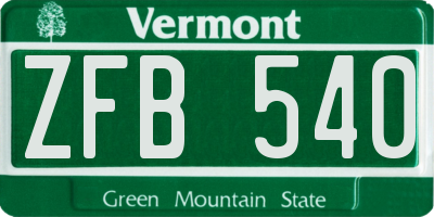 VT license plate ZFB540