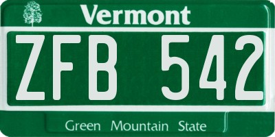 VT license plate ZFB542