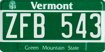 VT license plate ZFB543