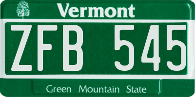 VT license plate ZFB545